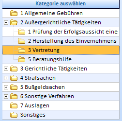 9. Auswahl der Gebühren