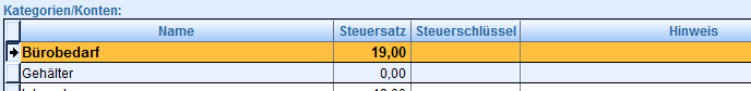 2. Bestehende Kategorien / Konten 