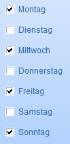 2. Auswahl Wochentage